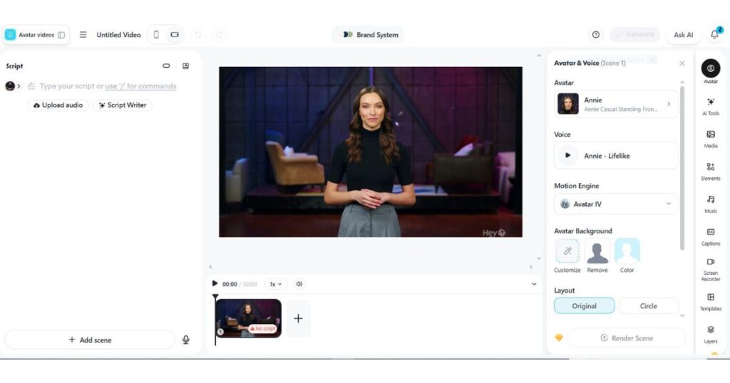 HeyGen AI Studio video editor