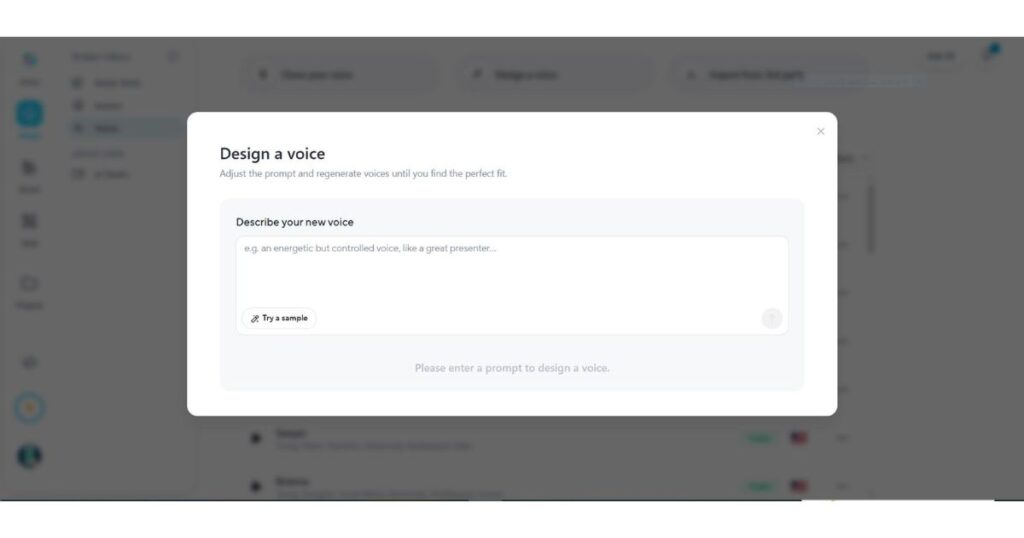 HeyGen AI voice designer interface