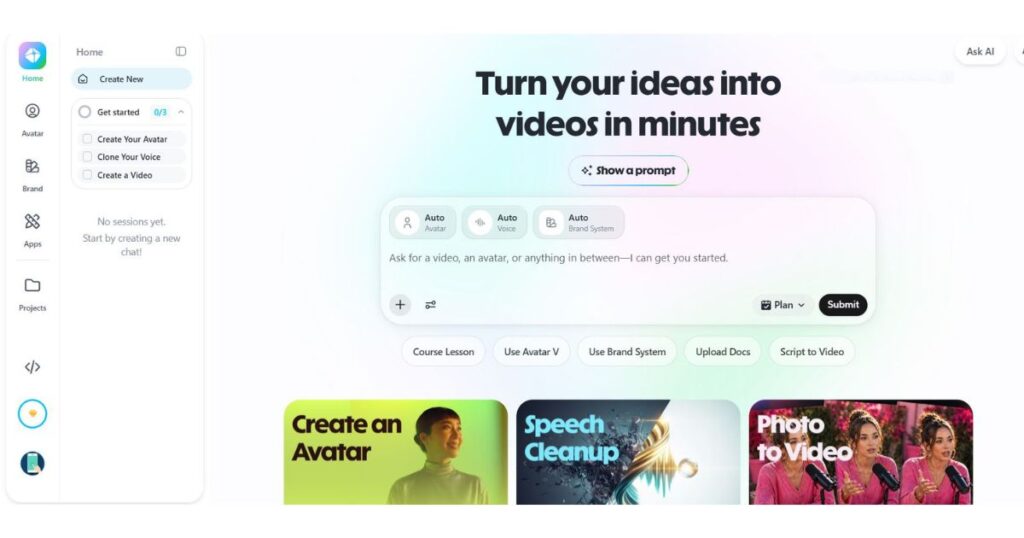 Alt Text:
HeyGen Review 2026 dashboard homepage
