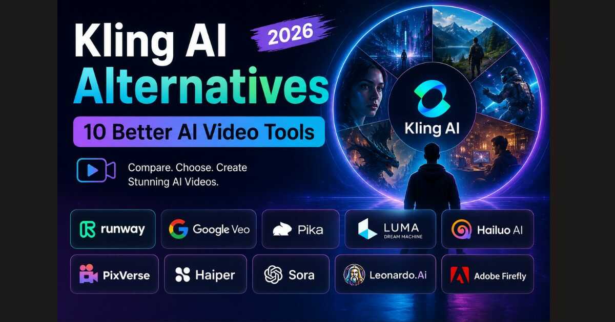 Kling AI Alternatives comparison showing the best AI video generators in 2026, including Runway, Google Veo, Pika, Luma Dream Machine, PixVerse, Hailuo AI, Sora, Leonardo AI, and Adobe Firefly.