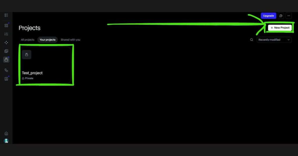Runway AI Projects dashboard showing the New Project button and organized project workspace for managing AI video creation.