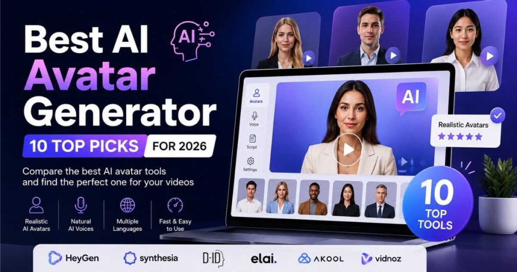 Best AI Avatar Generator comparison featuring the top 10 AI avatar tools for creating realistic talking videos in 2026.