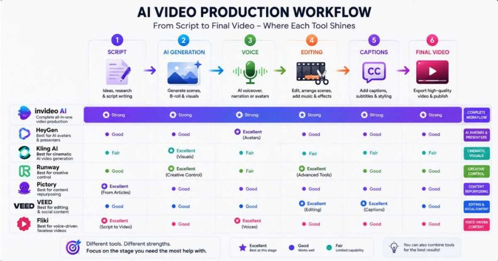 best invideo alternatives for AI video production workflow