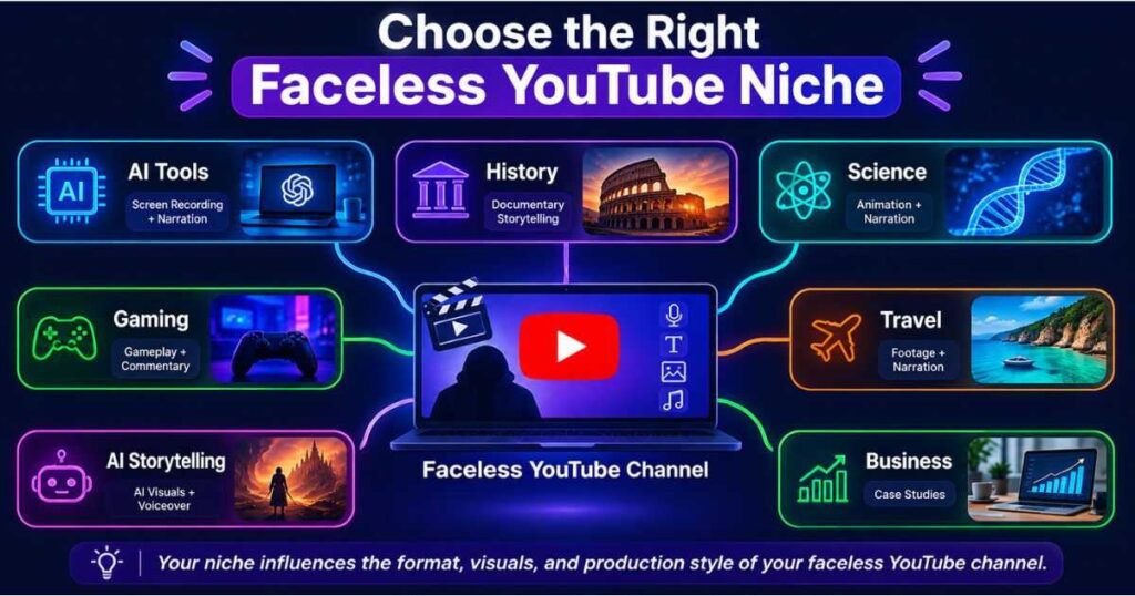 Choosing the right faceless YouTube niche and video production format