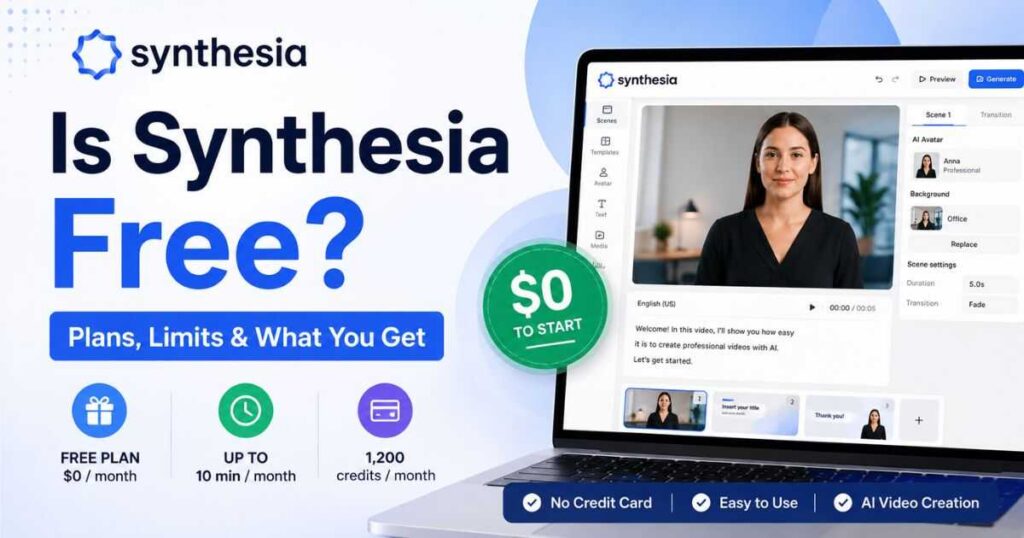 Is Synthesia free? Synthesia free plan, limits, and features