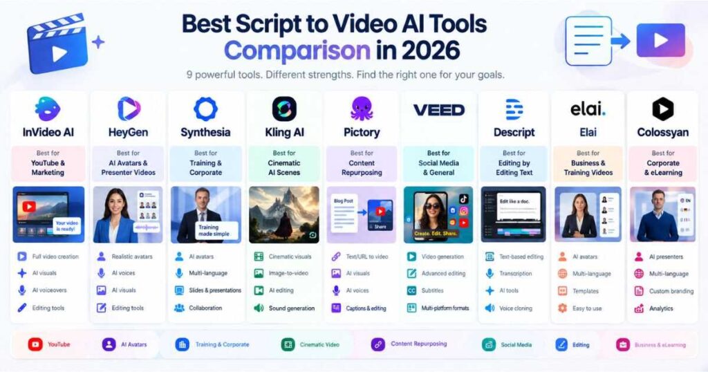 Best Script to Video AI tools comparison in 2026