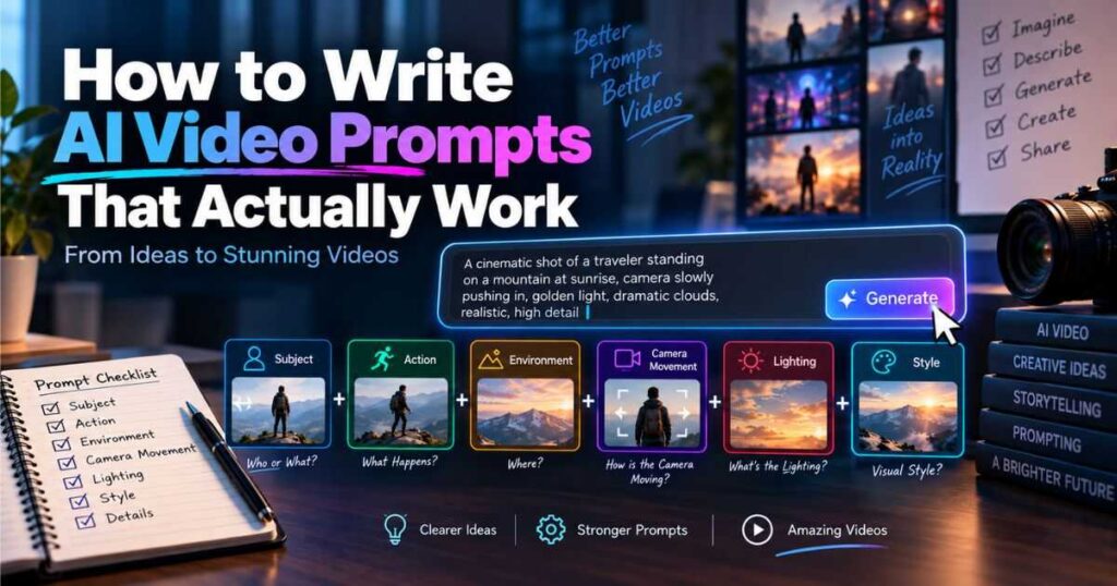 How to write AI video prompts from subject and action to camera movement